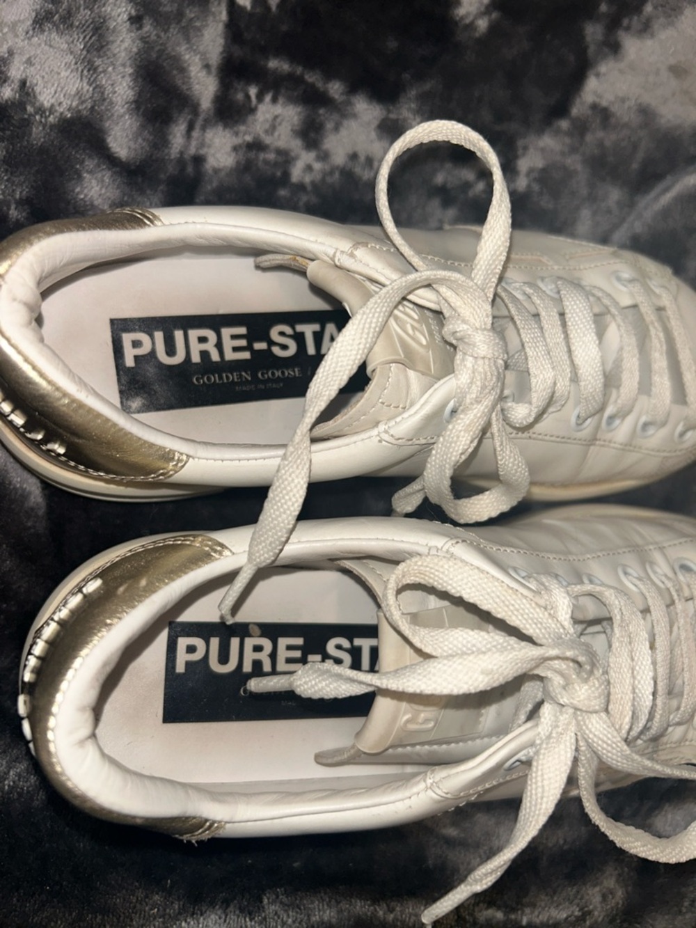 Golden Goose White Leather Pure-Star Sneaker with Gold Heel 37 - Picture 4 of 9